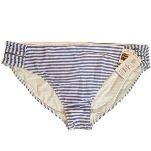 TIME & TRU‎ Mid-Rise Swimsuit Bottoms 3X (24W-26W) Blue Stripe Strappy Sides NEW